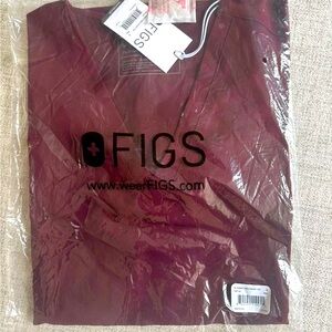 FIGS MAROON SMALL CASMA TOP & HIGH WAIST XS PANTS
